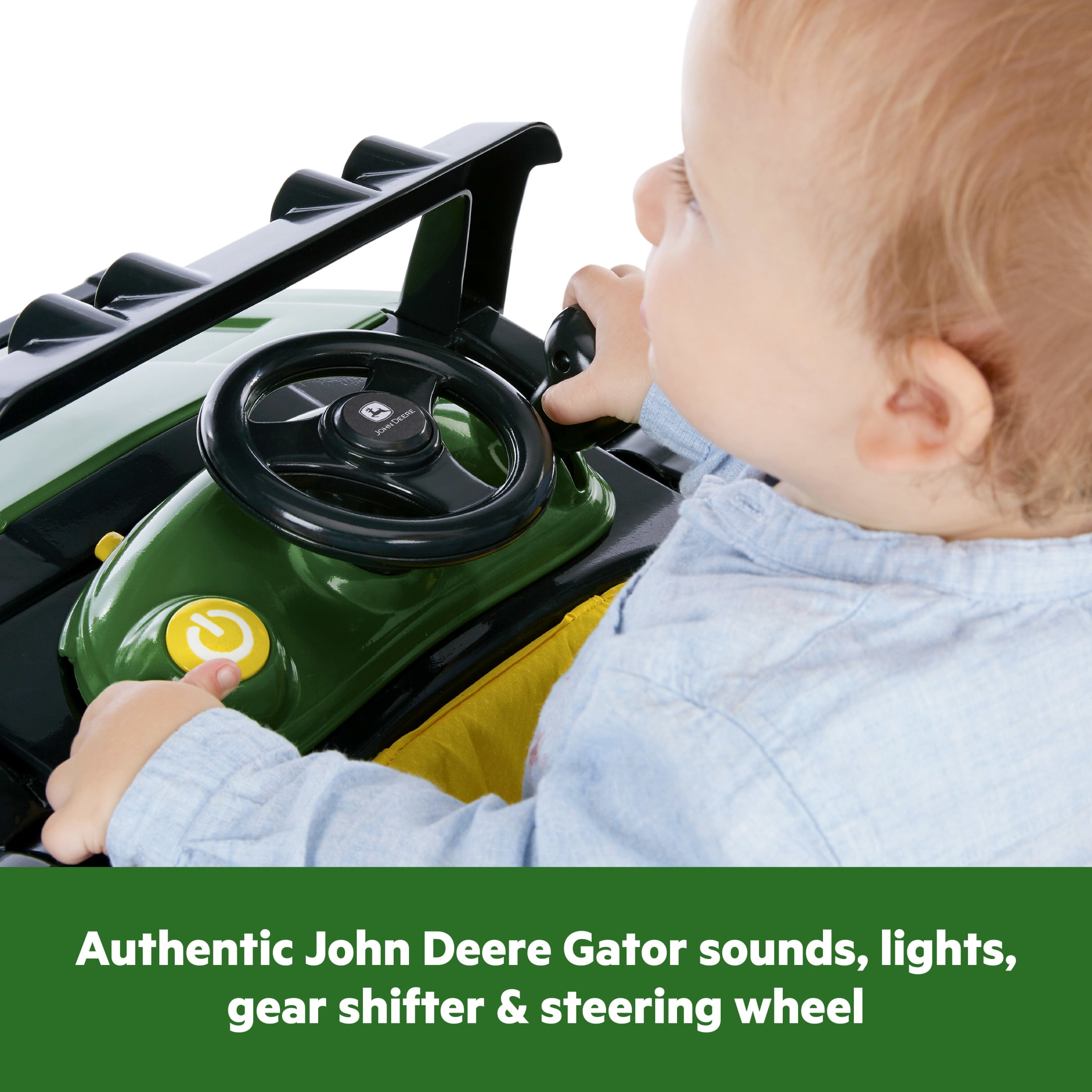 Bright Starts John Deere Gator 4-in-1 Baby Walker with Removable Steering Wheel, Green