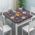 thumbnail image 3 of Purple Boho Tribal Floral and Mandalas Pattern Square Fitted Tablecloth with Elastic Edge,Square Table Cover,Washable Elastic Table Cover for Home Kitchen Party Decor 36"x36", 3 of 6