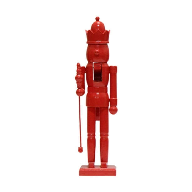 Escultura de cascanueces, decoración navideña, artesanía, adorno de cascanueces de madera coleccionable para fiesta y chimenea rojo