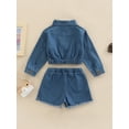 thumbnail image 4 of Franhais Girls Two-piece Shorts Suit, Solid Color Zip Up Long Sleeve Tops and Elastic Waist Shorts, 4 of 9