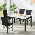 thumbnail image 2 of LinkRomat 5-Piece Marble Dining Table Set, Modern Kitchen Table and 4 Upholstered Black PU Chairs for Dining Room, Dinette, Compact Space Saving Dining Furniture Set, Table Edging, 2 of 10