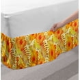 thumbnail image 2 of Hibiscus Bed Skirt, Exotic Flowers Tropical Palm Leaf Warm Tones, Elastic Bedskirt Dust Ruffle Wrap Around for Bedding Decor, 4 Sizes, Orange Yellow, by Ambesonne, 2 of 2