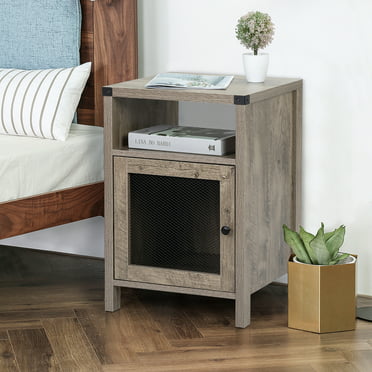 Nightstand with Charging Station, Night Stand with Hutch and Storage ...