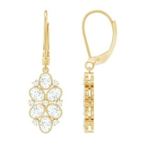 Rosec Jewels - Lab Grown Diamond Cluster Drop Earrings Lever Back - EF-VS Quality Diamond Earrings for Anniversary, 18K Yellow Gold