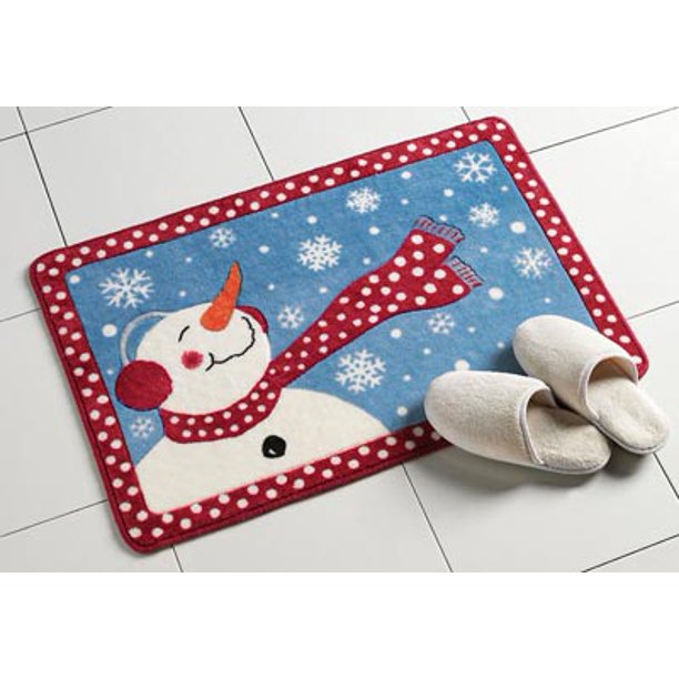 Snowman Christmas Winter Bath Mat Rug