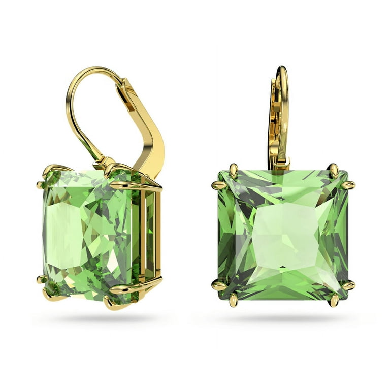 Swarovski Millenia drop earrings Square cut, Green, Gold Swarovski Millenia drop earrings Square cut, Green, Gold