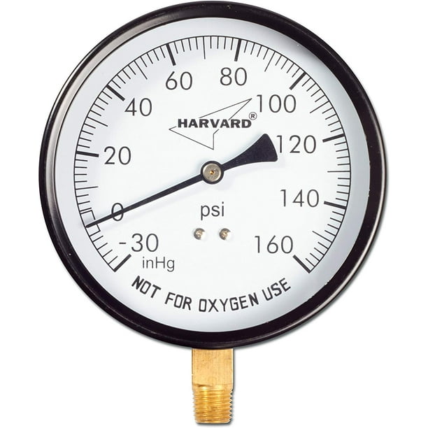 4.5 Inch Bottom Mount Pool Vacuum and Pressure Gauge (030 HG & 160