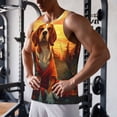 thumbnail image 5 of Lsque Sunset Meditating Dog Pattern Mens Tank Tops Muscle Athletic Quick Dry Sleeveless Workout Fitness T Shirts Beach Tank Top, Loose-fit Sleeveless Shirt for Men-Large, 5 of 7