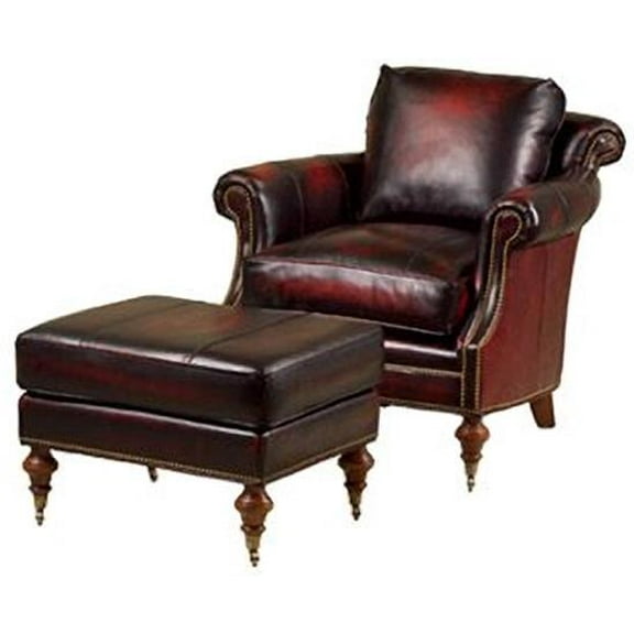 Traditional Oxblood Red Leather Accent Chair USA