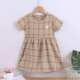 thumbnail image 2 of Sngxgn Girls Dress Short Sleeve Solid Color A-Line Tiered Swing Dress(Khaki,140), 2 of 4