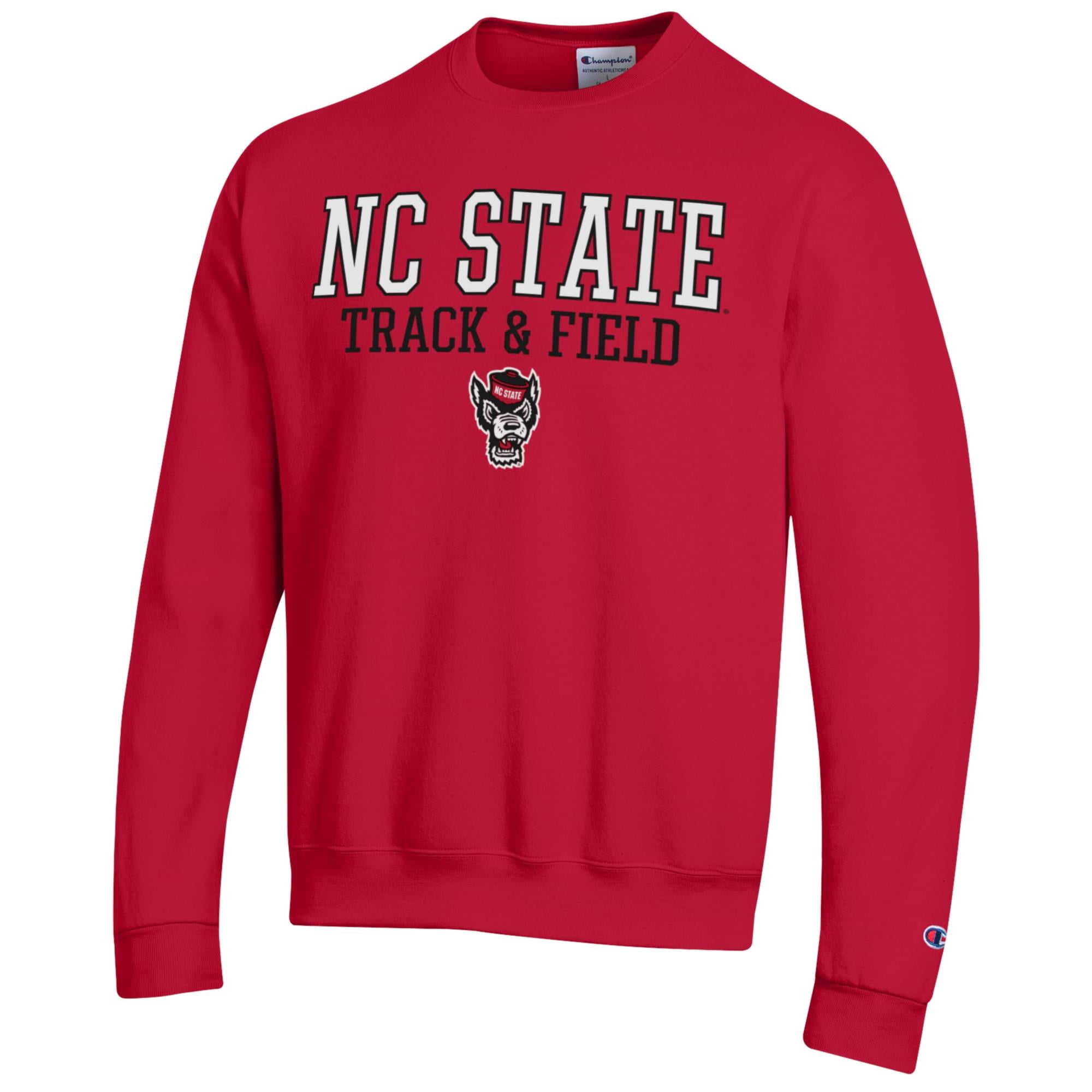 Men's Champion  Red NC State Wolfpack Track & Field Stack Powerblend Pullover Sweatshirt