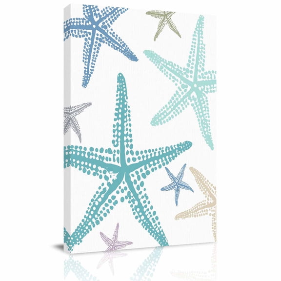 Coastal Sage Green Starfish Canvas Wall Art for Living Room, Nautical Minimalist Ocean Summer Poster Print Painting for Bedroom Office Home Decoration Wall Pictures Prepare To Hang 8"x12"