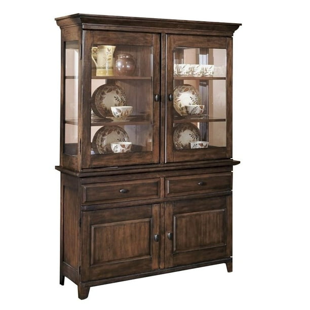 Ashley Larchmont Wood China Cabinet In Brown Walmart Com