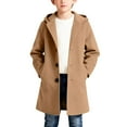 thumbnail image 2 of AHTJRT Hooded Coats for Girls Boys Single Breasted Button Down Trench Coat with Pockets Casual 2026 Fall Winter Spring Windbreaker Khaki 12-13 Years, 2 of 8