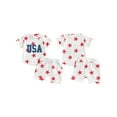 thumbnail image 3 of Aojekbee Baby Boys Shorts Set, Short Sleeve Embroidery Letters T-shirt with Stars Print Shorts Summer Outfit for 4th of July, 3 of 10