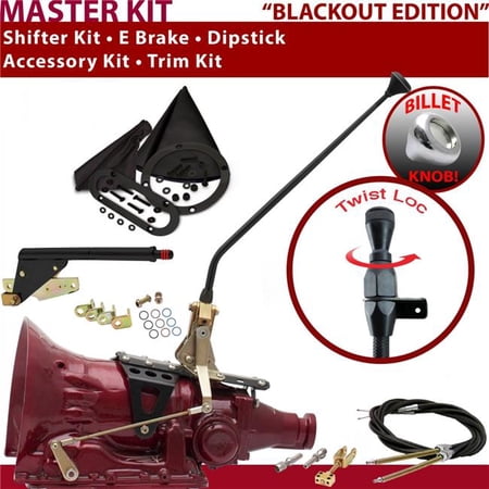 American Shifter TH400 Shifter Kit Black 16 in. E Brake Cable Trim Kit Dipstick for F2DD5