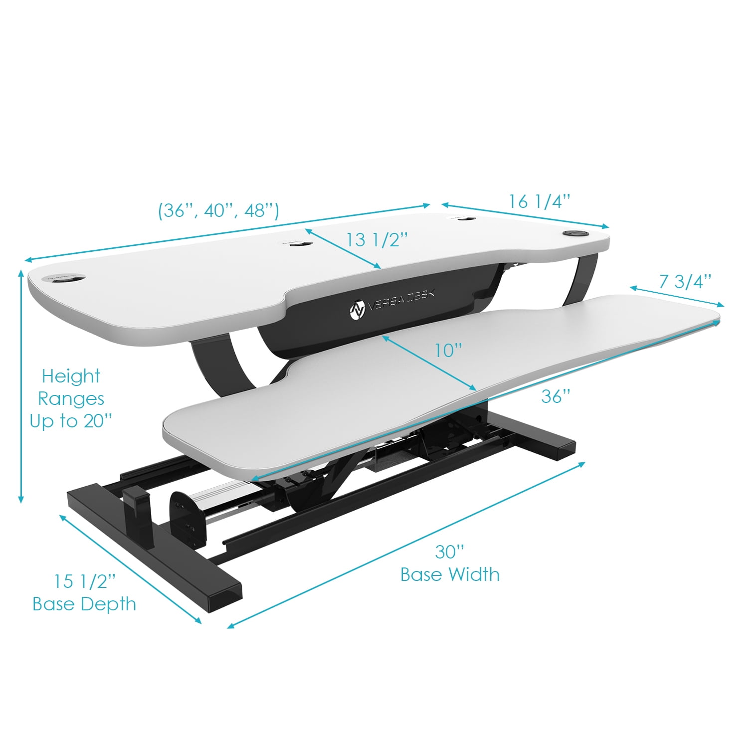 Versadesk 40 Electric Standing Desk Converter White Height