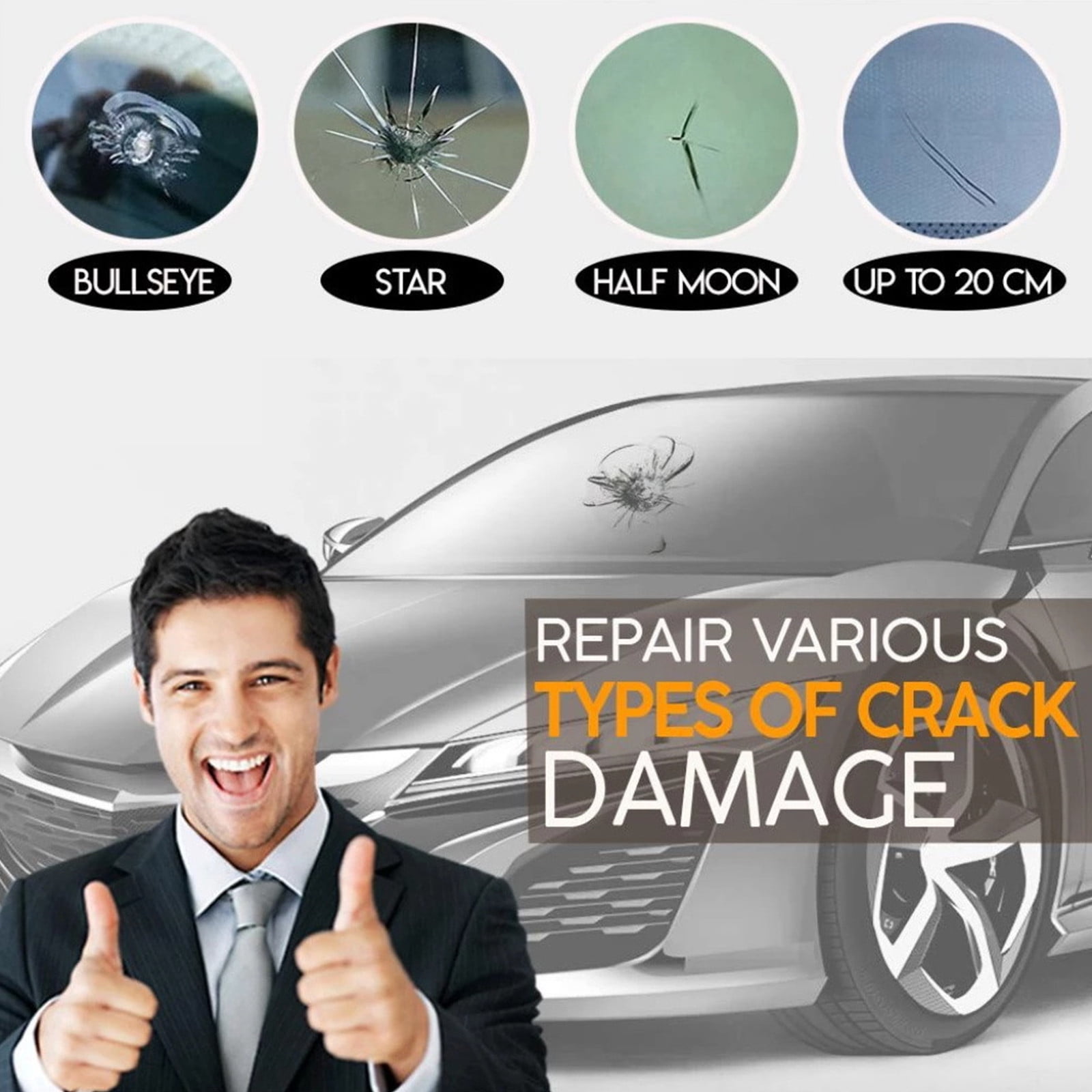 Jkapagzy Windshield Repair Kit, Glass Repair Kit, Automotive Glass Nano  Fluid Glass Repair Kit for Fixing Chips, Cracks and Star-Shaped Crack,Car
