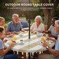 thumbnail image 2 of Round Outdoor Tablecloth with Umbrella Hole and Zipper, Cream Striped Fitted Table Cover with Elastic Edge for 31-35 Inch, Farmhouse Vintage Brown Stripes Waterproof Patio Tablecoths for Picnic, 2 of 9
