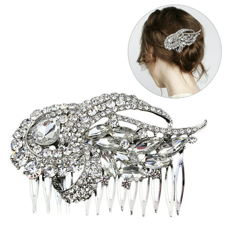 Wedding Hair Comb,Kapmore Shiny Rhinestone Decor Handmade Bridal Hair Comb Headpiece for Women Ladies