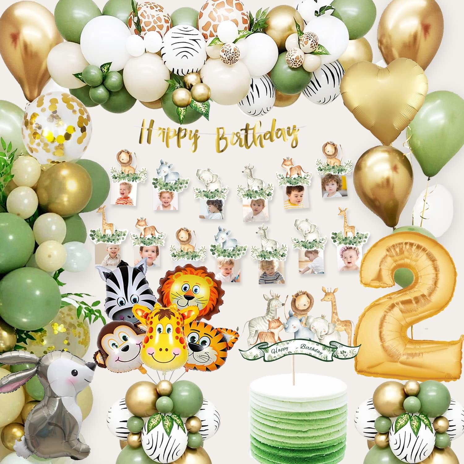 Jungle Décoration Anniversaire 4 Ans Garçon Fille, Fête Safari Avec Ballons Animaux, Banderole Happy Birthday, Ballon Jungle Bébé