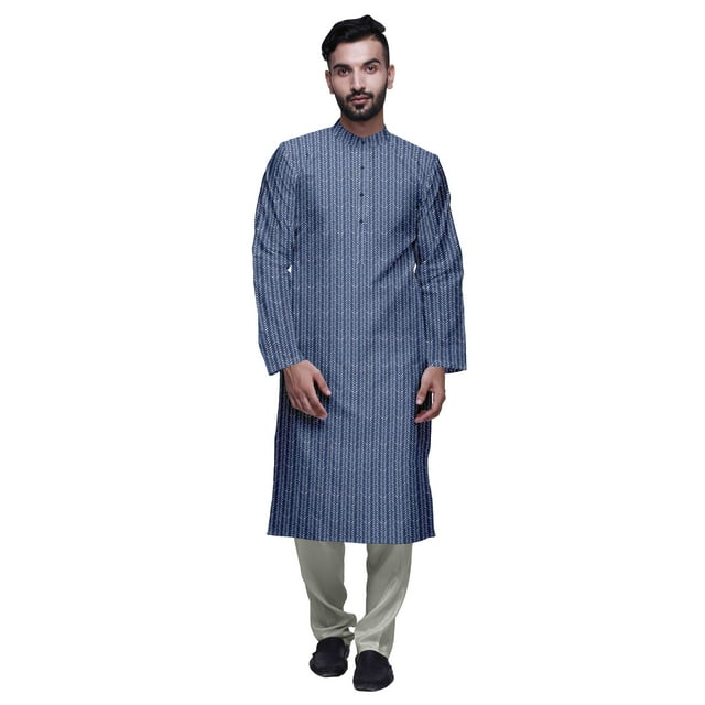 Atasi Kurta Décontractée à Col Chinois Imprimé avec Churidar pour Hommes