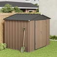 thumbnail image 5 of Asofer Outdoor Storage Shed 8 x 6 FT, Galvanized Metal Garden Shed with Double Lockable Doors for Backyard Patio Lawn-Brown, 5 of 10