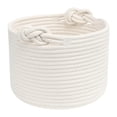 thumbnail image 3 of Cesta tejida pequeña decorativa para regalo, cesta redonda para llaves, juguetes de bebé, mantas Blanco, 3 of 9