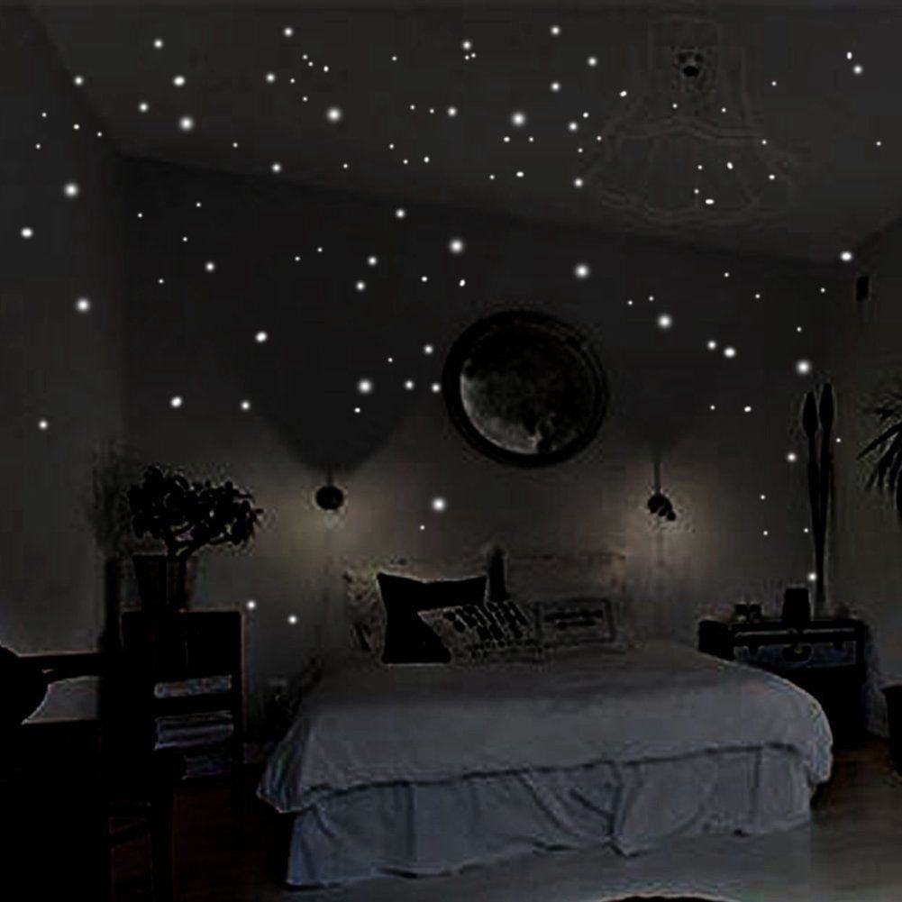 Glow In The Dark Star Wall Stickers 407Pcs Round Dot Luminous Kids Room Decor A 