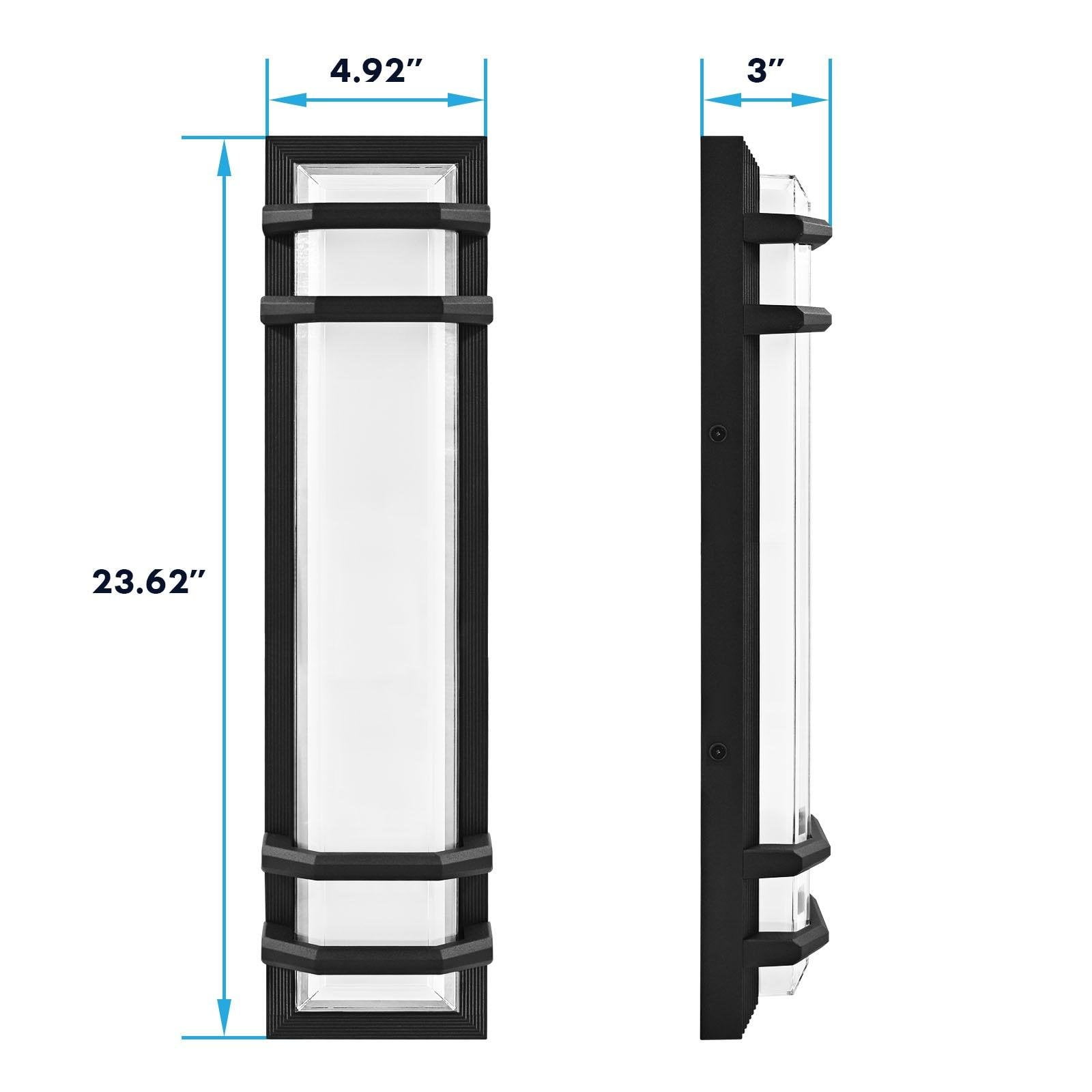 Luxrite LED Outdoor Wall Light, 23.62in Modern Wall Sconce, 3CCT 3000K 4000K 5000K, 20W, Aluminum, IP65 Waterproof
