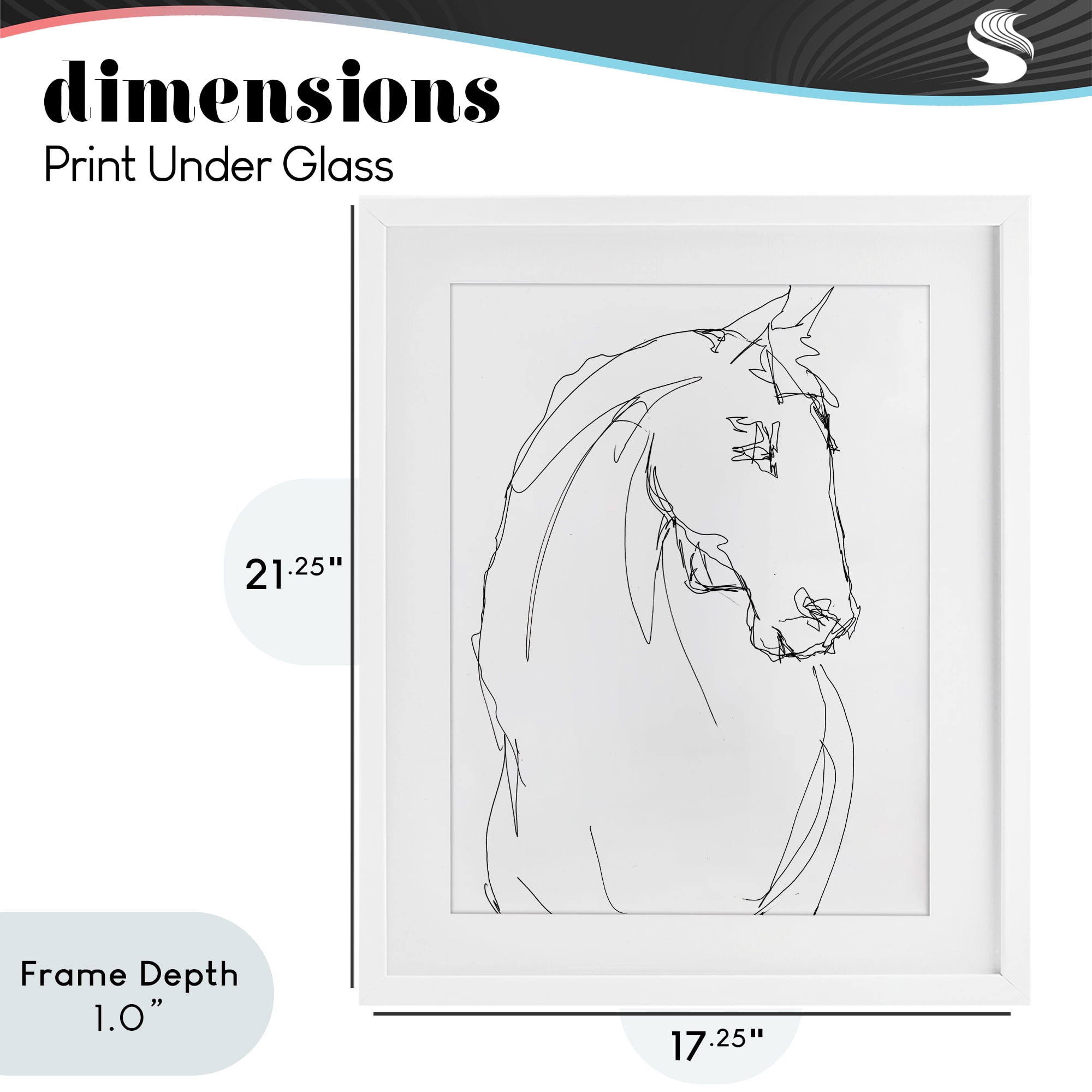 Stupell Industries Sketched Horse Contour White Framed Print Under Glass, design by Lorenzo Collective