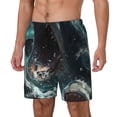 thumbnail image 1 of Balery Wave Ocean Animal Shark Bañador para hombre, shorts de playa de secado rápido con entrepierna y forro de compresión-Medium, 1 of 6