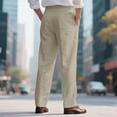 thumbnail image 4 of Nestiefly Men's Linen Dress Pants Lightweight Pleated Front Relaxed Fit Business Casual Slacks Trousers Summer Wedding Party Khaki M, 4 of 9