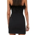thumbnail image 4 of Liacowi Women's Sexy Feather Party Dress Faux Fur Trim Elegant Spaghetti Strap Bodycon Mini Dress Evening Club Wear, 4 of 5