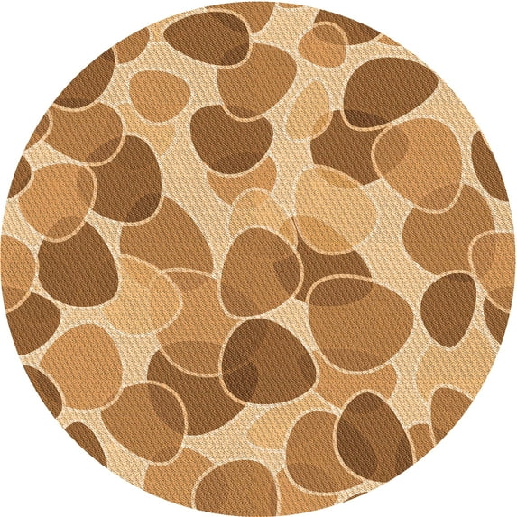 Ahgly Company Machine Washable Indoor Round Transitional Orange Area Rugs, 6' Round