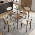 thumbnail image 5 of Costway Upholstered Dining Chairs Set of 4 with Solid Rubber Wood Frame, Curved Backrest Walnut & Beige, 5 of 9