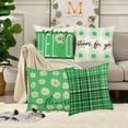 thumbnail image 2 of Hello Spring Flower Green Pillow Covers 18x18 Inch Daisy Floral Bloom for You Pillow Cases Set of 4 Check Plaid Buffalo Spring Farmhouse Decorations Pillows Cushion Cover Cotton Linen, 2 of 6