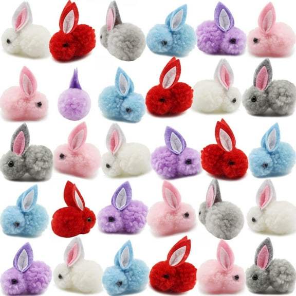 30 Pcs Mini Plush Easter Bunny Animals, Miniature Stuffed Rabbit, Soft Tiny Stuffed Easter Bunnies Plush Rabbit for Easter Basket Stuffers DIY Hair Clips