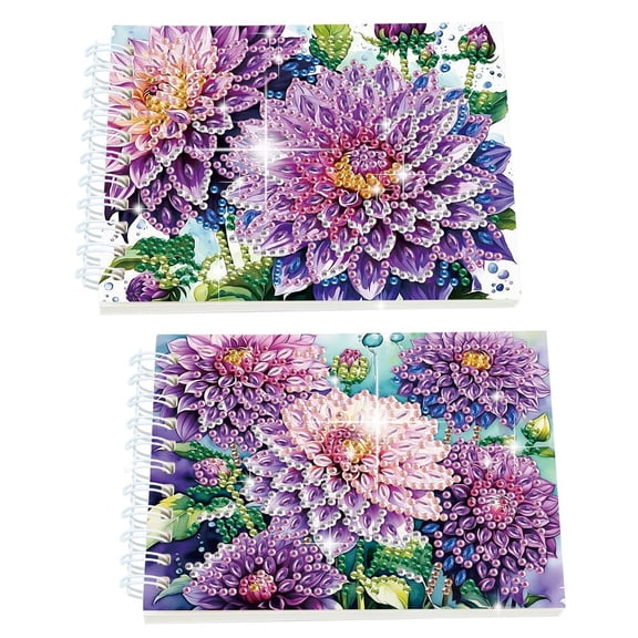 2pcs Diamond Painting Kit with Rotating Mini Sketchbook Hydrangea DIY Art Craft Kit A5 Perfect Creative Gift