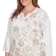 thumbnail image 4 of Alfred Dunner Womens Plus-Size Split Neck Botanical Gold Foil Print Sweater, 4 of 4