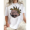 thumbnail image 1 of 1 Pce T-Shirt Décontracté à Col Rond pour Femmes avec Imprimé Visage de Garçon Créatif, Haut en Polyester Tricoté à Manches Courtes à la Mode, Confortable pour Toutes les Saisons, Fête des Mères, Nouvel An, Festival de Printemps, 1 of 6