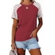thumbnail image 2 of Camisetas de Manga Corta para las Mujeres a Cuadros Impreso Botón Casual Camiseta, Camisetas de Mujer Casual para Primavera Verano, 2 of 3