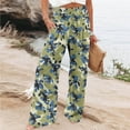 thumbnail image 2 of QATAINLAV Ladies Wide Leg Pants Casual High Waist Floral Palazzo Pants Baggy Flowy Lounge Boho Beach Trousers with Pockets Multicolor M, 2 of 6