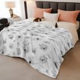 thumbnail image 2 of Gray Spring Floral Throw Blanket, Flannel Fleece Blanket with Striped Design for Couch, Summer Botanical Floral Watercolor Soft Breathable All Season Plush Blankets for Sofa Office Travel 40"x50", 2 of 9