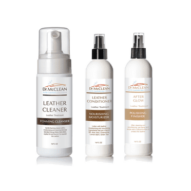 Leather Cleaning Treatment Set of 3 of 8oz of Cleanser, Moisturizer and Polishing