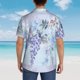 thumbnail image 4 of Balery Bird Butterfly Stripe Camisas hawaianas de manga corta para hombre, camisas playeras de corte holgado, camisas de vacaciones con botones,Small, 4 of 7