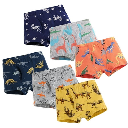 

Esaierr 3 Pack Underwear Boys Cotton Boxer Briefs for Kids Toddler Soft Underwear Baby Cartoon Dinosaur Boxer Panties 3-7Y