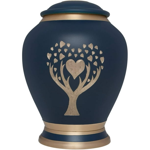 Blue Cremation Urn with Tree of Life by Liliane Memorials Urns for