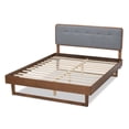 thumbnail image 4 of Baxton Studio Natalia Mid-Century Modern Dark Grey Fabric Upholstered and Ash Walnut Finished Wood Queen Size Platform Bed, 4 of 10