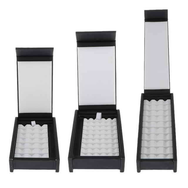 Caja organizadora de joyas de 3 piezas Soporte de exhibición de joyas para anillos y gemelos Estuche de material cuero PU